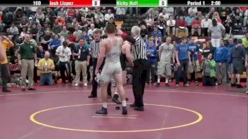 160 lbs quarter-finals Josh llopez Ryken vs. Nicky Hall Wyoming Seminary