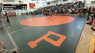 89-97 lbs Quarterfinal - Janessa Cook, Powell Middle School vs Addison Apodaca, Riverton Middle School