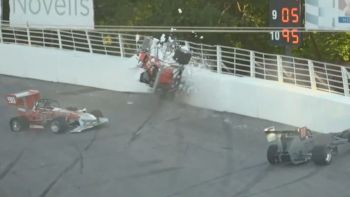 Supermodified Launches Into The Fence At Oswego Speedway