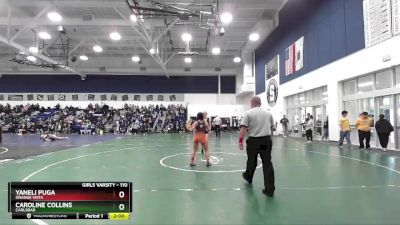 110 lbs Champ. Round 2 - Yaneli Puga, Orange Vista vs Caroline Collins, Carlsbad