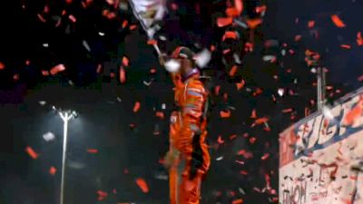 Hudson O'Neal Reacts To The Boos After Lucas Late Models Victory At Shelby County