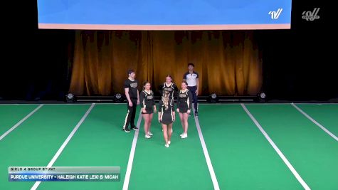 Purdue University - Haleigh Katie Lexi & Micah [2026 Girls 4 Group Stunt] 2026 UCA & UDA College Cheerleading and Dance Team National Championship