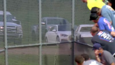 Hobby Stock Smashes Audi In Parking Lot At Marshalltown Speedway