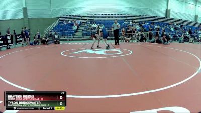 75 lbs Round 2 (6 Team) - Brayden Ridens, Center Grove Wrestling Club vs Tyson Bridgewater, Bloomington South Wrestling Club