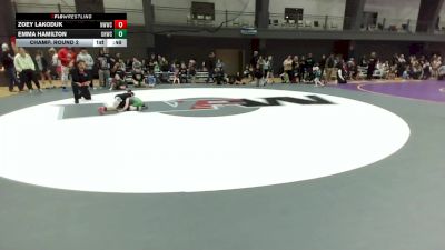 Girls Grades K-2nd FK - 46.6-48.6 Champ. Round 2 - Zoey Lakoduk, NWWC vs Emma Hamilton, Oak Harbor Wrestling Club