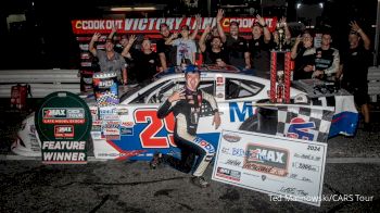 Brent Crews Reacts After Surviving To Win Wild CARS Tour Race At Ace Speedway