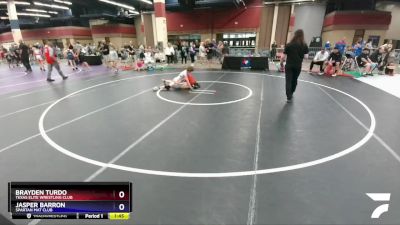 92 lbs Cons. Semi - Brayden Turdo, Texas Elite Wrestling Club vs Jasper Barron, Spartan Mat Club