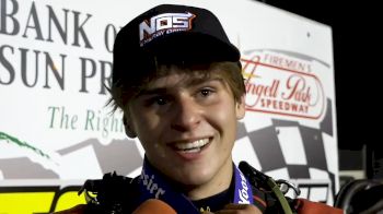 Zach Wigal Reacts After First USAC Midget Win At Angell Park