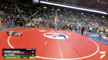 53 lbs Champ. Round 1 - Cameron Sawyer, Southwest Wolverines Wrestling vs Dax Yorges, Torrington Wrestling Club