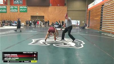 133 lbs Cons. Round 3 - Haven Owens, Victor Valley College vs Arturo Alfaro, Moorpark College