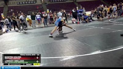 125 lbs 5th Place Match - Lorenzo Arellano, Fort Lupton Metro Wrestling Club vs Quinten Holmes, Team Pueblo Wrestling