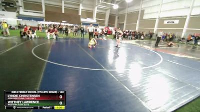 140 lbs Cons. Semi - Lyndie Christensen, Juab Wrestling Club (JWC) vs Wittney Lawrence, Western Slope Elite