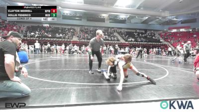 70 lbs Consi Of 4 - Clayton Merrell, Mannford Pirate Youth Wrestling vs Hollis Federico, Muskogee Rougher Youth Wrestling