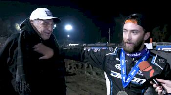 Tanner Thorson Reacts After Earning Bakersfield USAC Midget Win For Tom Malloy