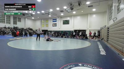 125 lbs Finals (2 Team) - Davis Shaposhnick, Westcliff vs Che Ramirez, Grand Canyon University Club
