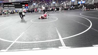 122 lbs 3rd Place - Wyatt Weekley, Marksmen vs James Coleman, Bartlesville Bruins
