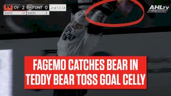 Samuel Fagemo Scores Teddy Bear Toss Goal For The Ontario Reign, Catches A Bear During Celly