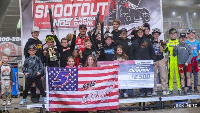 Kyle Larson Reacts After Scoring Second Golden Driller At Tulsa Shootout