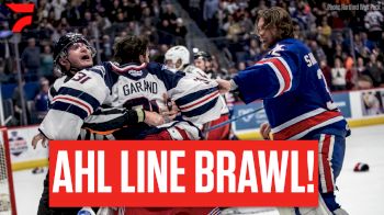 AHL Line Brawl: Rochester Americans And Hartford Wolf Pack Throw Down, Ref Stops Goalie Fight