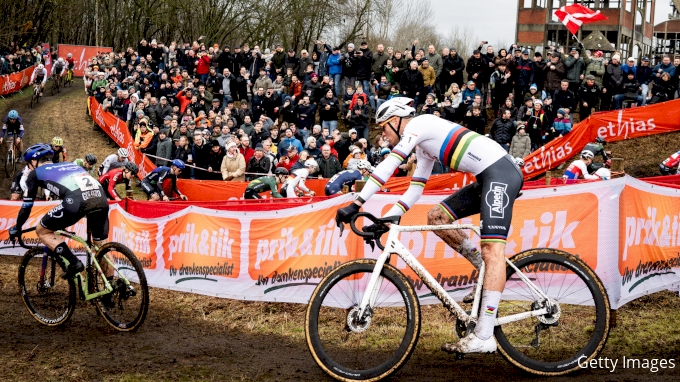 Mathieu Van Der Poel of The Netherlands and Team Alpecin-Deceuninck competes during the 11th UCI Cyclo-cross World Cup Maasmechelen 2025