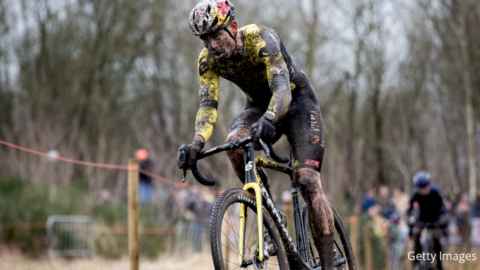 Wout van Aert of Belgium and Team Visma Lease a bike competes during the 11th UCI Cyclo-cross World Cup Maasmechelen 2025