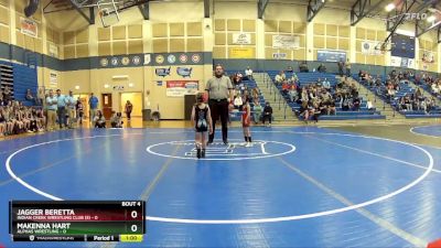 43 lbs Round 1 (8 Team) - Jagger Beretta, Indian Creek Wrestling Club (S) vs Makenna Hart, Alphas Wrestling