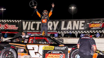 Gavan Boschele Reacts After Scoring New Smyrna World Series Super Late Model Championship