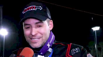Kyle Cummins Reacts After Stealing Friday USAC Sprints Ocala Win On Restart
