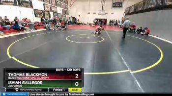 120 Boys Cons. Round 4 - Isaiah Gallegos, Jefferson vs Thomas Blackmon, Black Fox Wrestling Academy