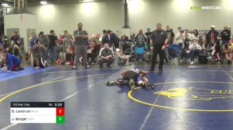 110 lbs Consi Of 8 #1 - Braylen Landrum, Palmer W.C. vs Jack Burger, Central KY Nasty Boys