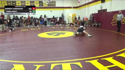 184 lbs Champ. Round 1 - Drew Croft, Cuesta College vs Barrett Carrancho, Santa Rosa Junior College