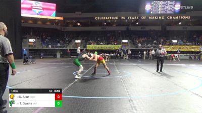 141 lbs Consi Of 8 #1 - Daniel Allor, Ferris State vs Ty Owens, North Texas