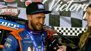 Justin Grant Reacts After Winning USAC Sprint Justin Owen Memorial At The Burg