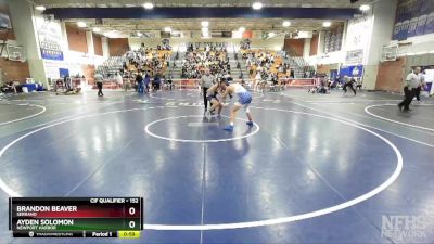 152 lbs Cons. Round 2 - Brandon Beaver, Serrano vs Ayden Solomon, Newport Harbor