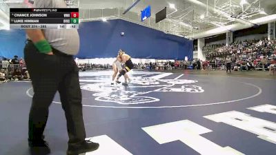 285 lbs 5th Place Match - Luke Hinman, Blue Valley vs Chance Johnson, Wichita-West Hs