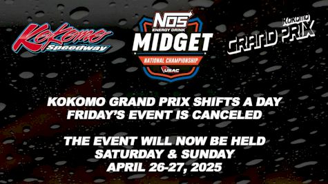 USAC Kokomo Grand Prix Shifts To Saturday And Sunday April 26-27