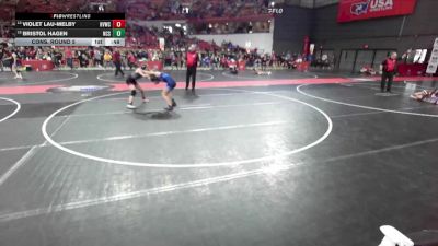 100 lbs Cons. Round 5 - Violet Lau-Melby, Holmen Viking Wrestling Club vs Bristol Hagen, North Crawford Seneca