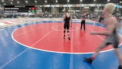 130 lbs Champ. Round 2 - Braylon Bach, Heartland Wrestling Academy vs Isaiah Hackman, Velva Aggies