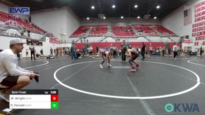 100 lbs Semifinal - Waylon Wright, Weatherford Youth Wrestling vs Greysen Parnell, Harrah Little League Wrestling