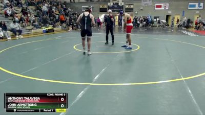 215 lbs Cons. Round 3 - JOHN ARMSTRONG, Chugiak High School vs Anthony Talavega, East Anchorage High School