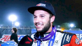 Carson Garrett Reacts After His First USAC Sprint Car Win At Lincoln Park Speedway