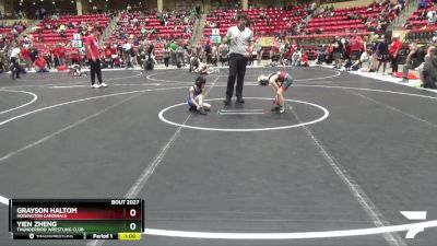 55 lbs Cons. Round 1 - Grayson Haltom, Hoisington Cardinals vs Yien Zheng, Thunderbird Wrestling Club