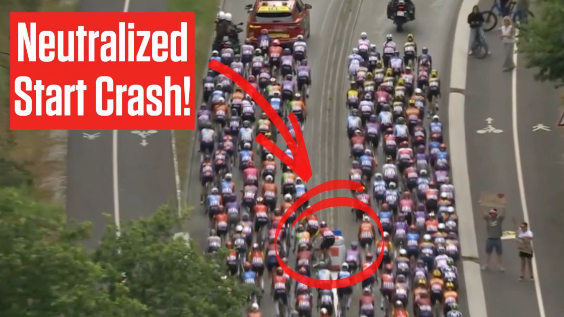 Road Furniture Causes TDF Femmes Neutralized Start Crash