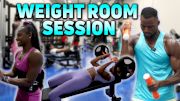 Kenny Bednarek, Melissa Jefferson-Wooden, and Star Athletics Weight Room Session