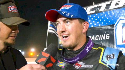 Garrett Alberson Reacts To Friday Hillbilly Prelim Win At Lernerville Speedway