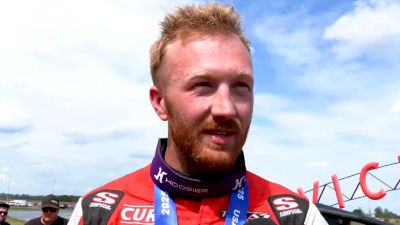 C.J. Leary Reacts After First USAC Silver Crown On Dirt Mile At Du Quoin