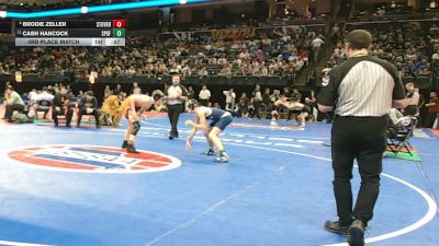 120 Class 1 lbs 3rd Place Match - Brodie Zeller, Stover vs Cash Hancock, St. Pius X (Festus)