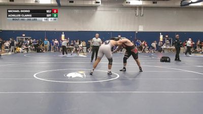 285 lbs Quarterfinal - Michael Diorio, Wesleyan vs Achilles Clarke, Bridgeport