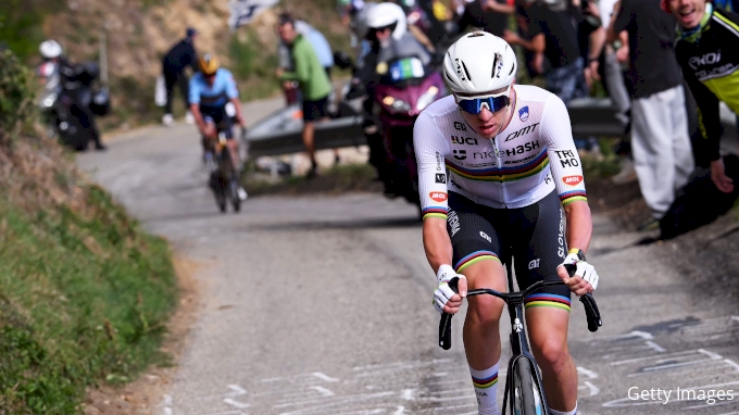 Tadej Pogacar rides away from Remco Evenepoel in 2025 European Championships