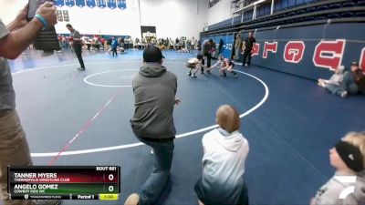 78 lbs Champ. Round 1 - Tanner Myers, Thermopolis Wrestling Club vs Angelo Gomez, Cowboy Kids WC